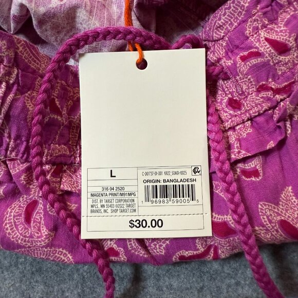 Knox Rose Pants Womens Large Pink Magenta Floral Relaxed Fit Wide Leg Pull On - Picture 5 of 7